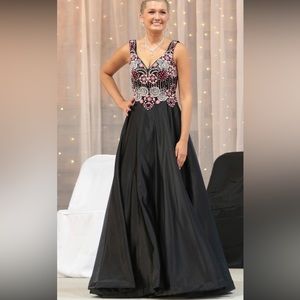 Black beaded corset ball gown